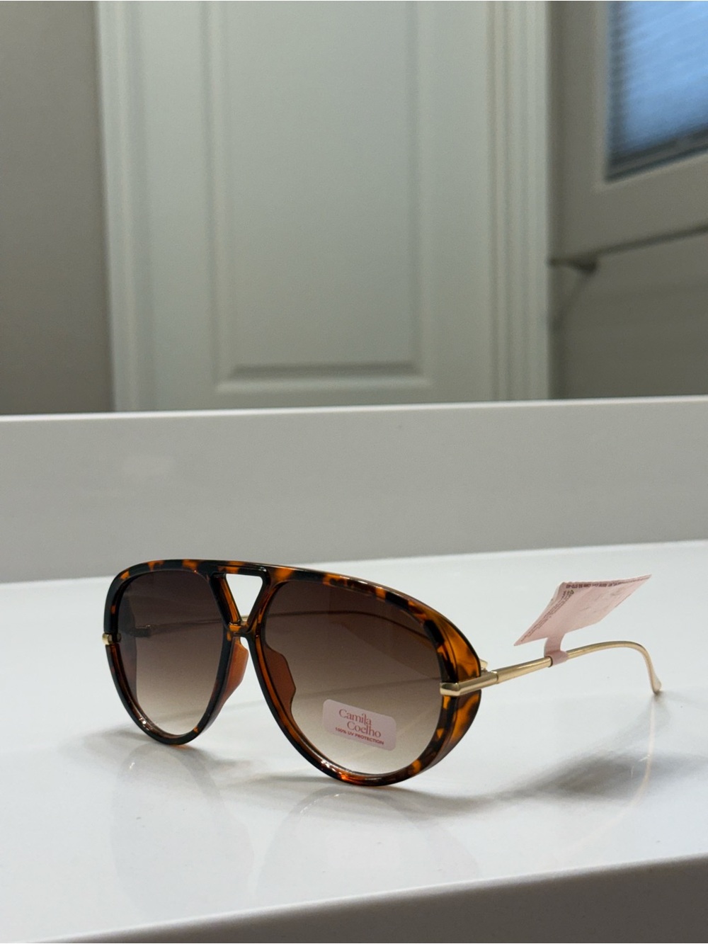 Camila Coelho Tortoiseshell Aviator Sunglasses with Brown Gradient Lenses NWT